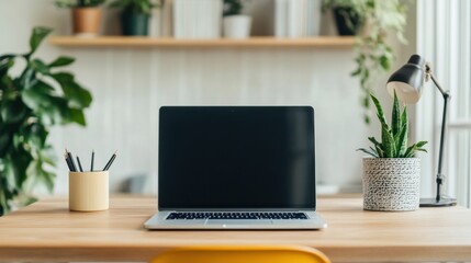 Fototapeta premium Modern Office Setup with Clean Aesthetic and Tech