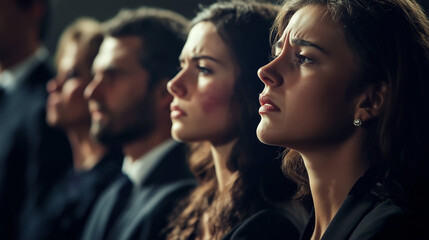 Fototapeta premium People Crying at a Funeral in Church