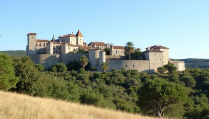 Obraz premium Elegant castle nestled in the heart of a verdant landscape