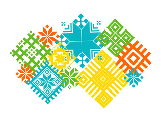 Bright symbols of the Belarusian ornament on a white background