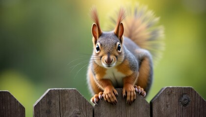  Curious Squirrel on Fence Wildlife