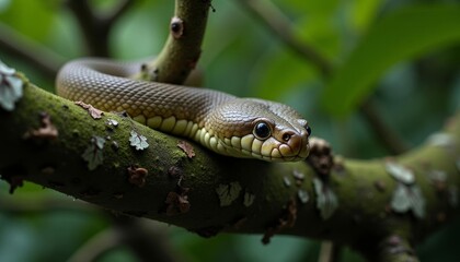 Naklejka premium Wild beauty A snakes serene perch in nature