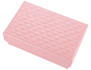 Pink gift box for jewelry isolated on a transparent background. Completely in focus.