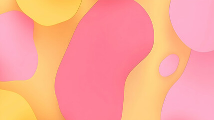 Fototapeta premium A cute, abstract background with bold, colorful shapes in pink and yellow, arranged in a fun, asymmetrical layout to create a playful mood