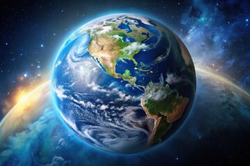 Fototapeta premium Extreme close-up of Earth from a celestial perspective emphasizing minimalist elegance