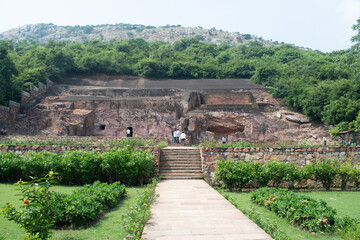 "swarn bhandar archeological caves are shrouded in mystery, including the legend of a hidden treasure and the inscriptions on the cave walls
