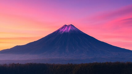 Fototapeta premium Majestic Mountain Peak at Fiery Sunset