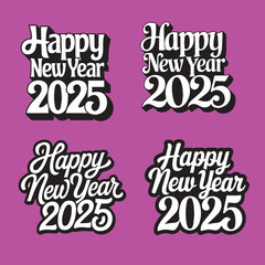 Happy New Year 2025 typography design