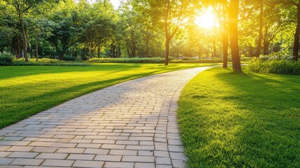 Obraz premium Serene Outdoor Scene with Sunlight and Pathway