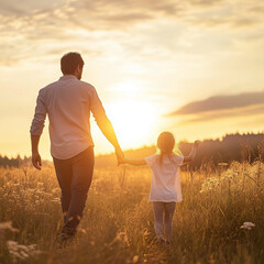 parent and child at sunset