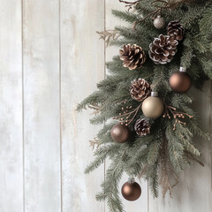 christmas decoration on wooden background