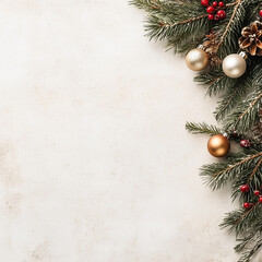 christmas background with fir branches and decorations