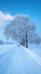 Obraz premium Winter Cross Country Skiing Through Snowy Forest.