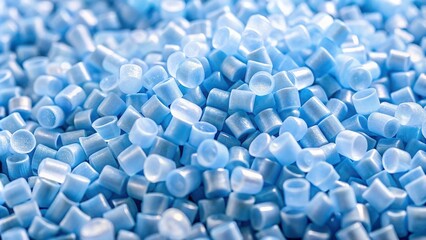 Extreme close-up of polyethylene granulate batches, plastic raw material