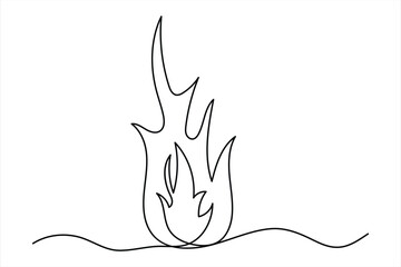 Continuous line drawing of fire flame. Bonfire concept single line. Vector illustration