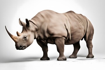 Obraz premium Black rhinoceros on white background, Ai Generated
