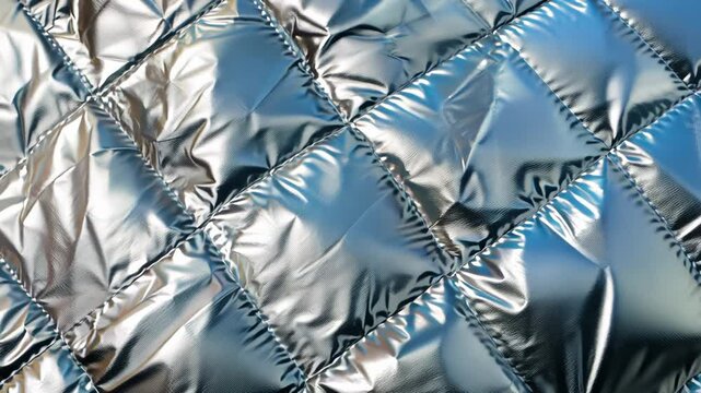 Piece of fabric with a silver pattern on it. The fabric is torn and has a worn look to it