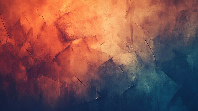 A textured abstract background featuring warm orange tones blending into cool blue hues, creating depth and visual interest.