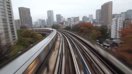 Striking POV from the Yurikamome Monorail in Tokyo