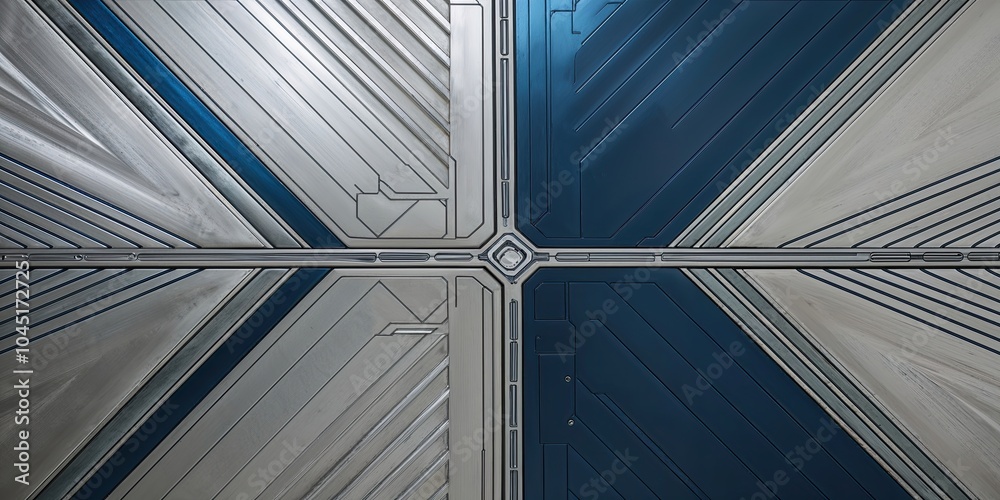 Poster Sleek Blue and Silver Geometric Wall