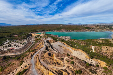 Aerial view of the Santomera reservoir, Murcia Region, Spain