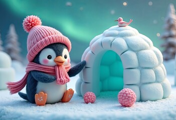 Charming Winter Wanderer: 3D Animation of a Snowy Forest Sleigh Ride with Enchanting Snowfall