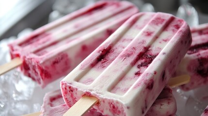 Fresh and Sweet Berry and Cream Popsicles.