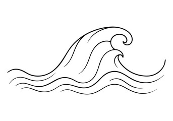 Flowing Ocean Wave in Continuous Line Art