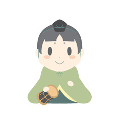 ひな祭り　五人囃子　太鼓　大皮　男の子　イラスト　単独　背景　あり