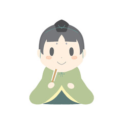 ひな祭り　五人囃子　謡　男の子　イラスト　単独　背景　あり