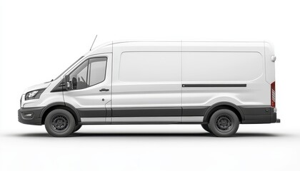 Delivery van parked with no background, ideal for transport and logistics imagery
