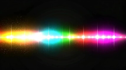 A horizontal band of shimmering rainbow lights with small stars scattered throughout.