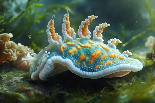 Sea Slug. Illustration of Nudibranchs, the Soft-Bodied Marine Gastropod Molluscs