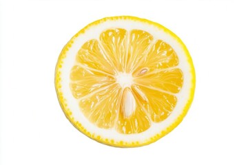 Lemon slice with vibrant yellow color on a white isolate background.