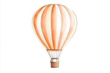 Obraz premium Vintage hot air balloon with striped pattern, white isolated background