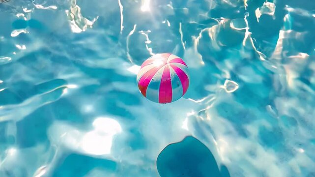 Pink and purple umbrella is floating in the water. The umbrella is the only object