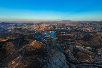 Aerial view of the Cierva reservoir, Murcia region, Spain