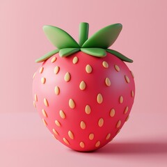 A cartoon strawberry with a green stem