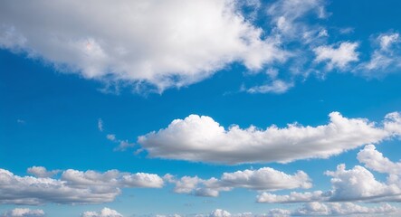 Bright blue sky with clouds background clear summer sky with soft white clouds