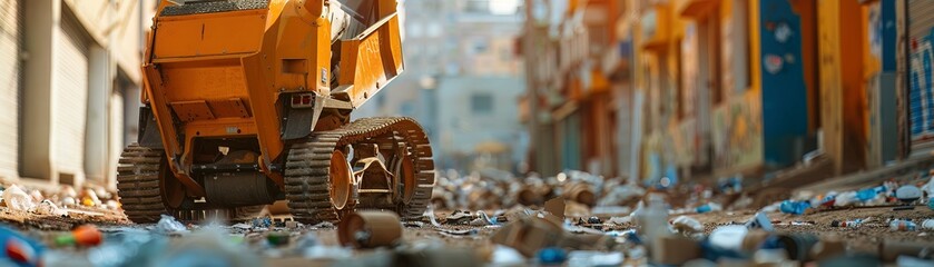 Robotic trash collectors in urban areas, enhancing efficiency and safety in waste management