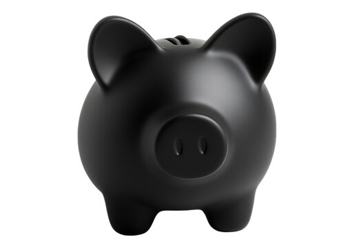 recommend clip art: Photo of black piggy bank. Transparent background. Isolated PNG.