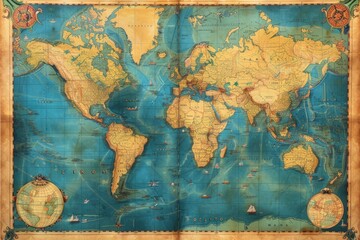 Naklejka premium Vintage Maps World Posters map backgrounds world.