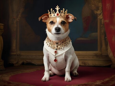  royal dog jack russell terrie animal wearing a crown AI generated