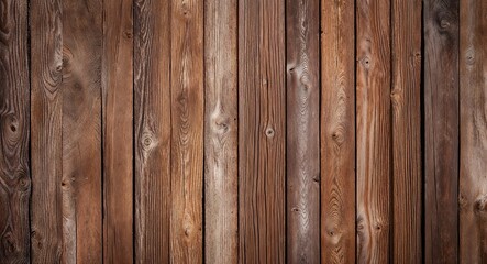 Fototapeta premium Rustic brown wooden plank wall background weathered wooden planks with visible grain and worn textures
