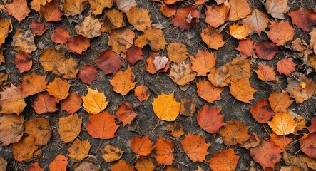 Rusty orange leaves ground background dried orange leaves with rough texture covering the ground