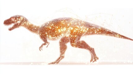 Obraz premium creative illustration of a dinosaur surrounded by a halo of quantum particles