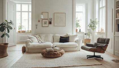 Scandinavian Bohemian Family Room Cozy Design high detail