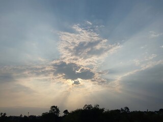 bright evening sky with abstract clouds.  blue sky