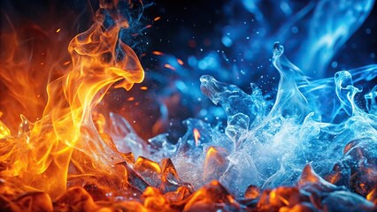 Fototapeta premium Fire and ice abstract background with sparks