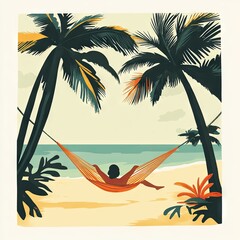 Relaxing in a Tropical Hammock by the Sea